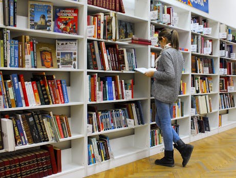 Student studying with books