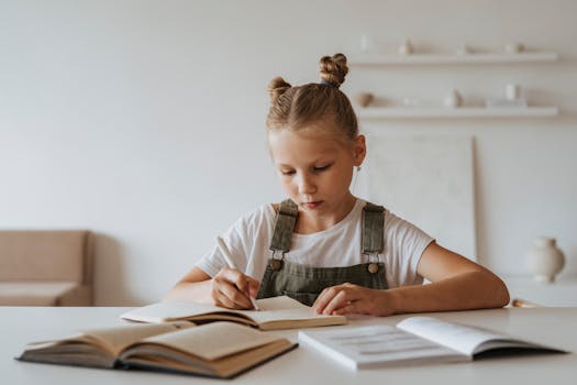 children studying with books