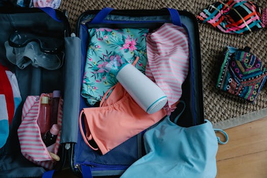 traveling suitcase with essentials