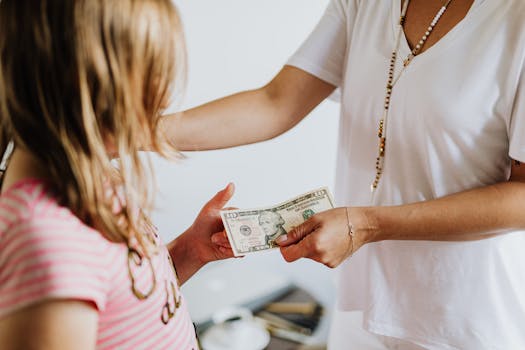 Child learning about money