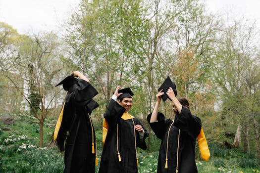 students celebrating graduation