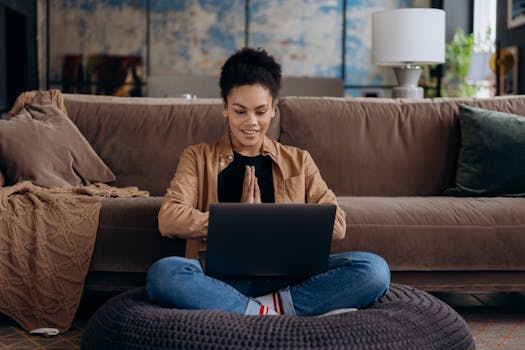 Happy person using a financial app