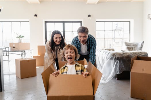 happy family moving into their new home