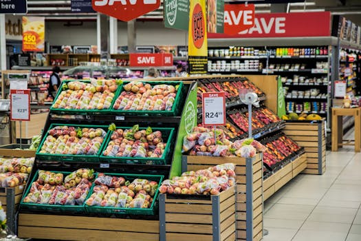 grocery store with various produce